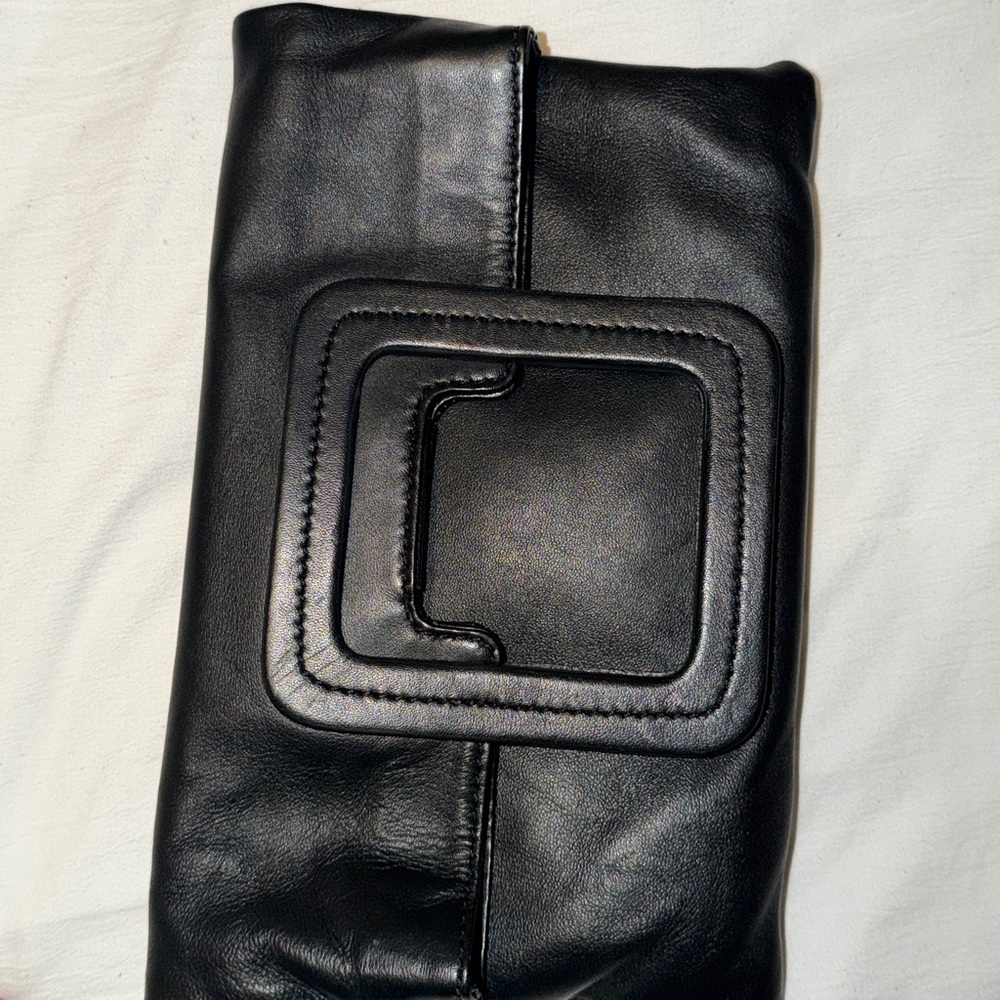 TMRW STUDIO Mateo leather fold over clutch in black - Picture 4 of 9